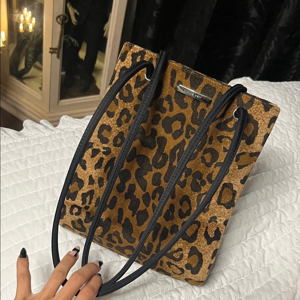 Nine West Animal Print Tote with Black Handles